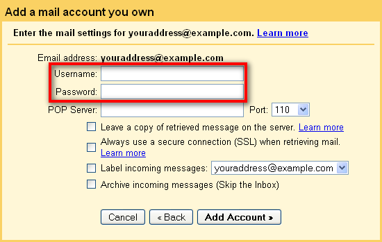 enter username and password