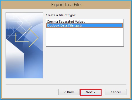 Select Outlook data file