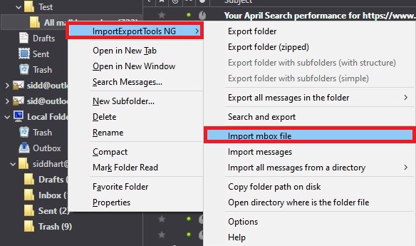 import Takeout file to Thunderbird