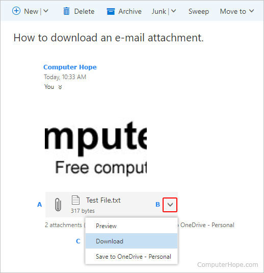 download Hotmail email attachments