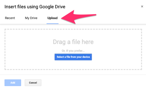 insert file using google drive