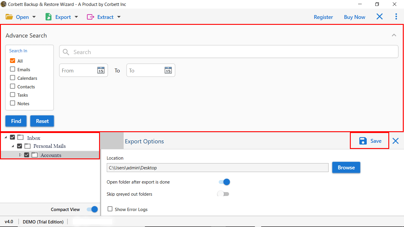 add filter and select save