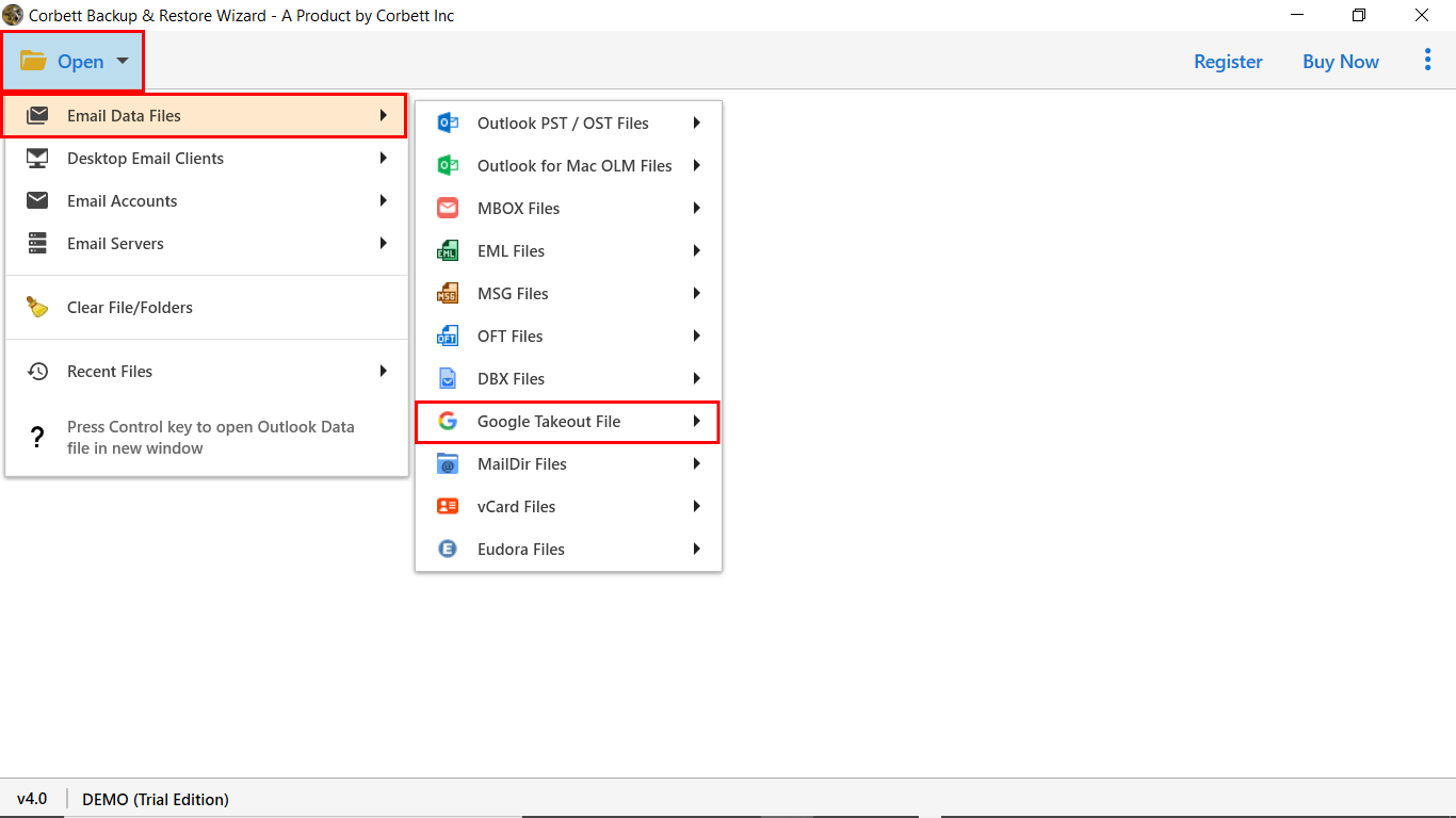 Select Google Takeout Files